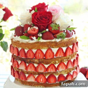 Strawberry Rhubarb Shortcake close up.