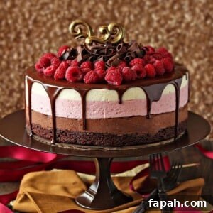 Chocolate Raspberry Mousse Cake slice.