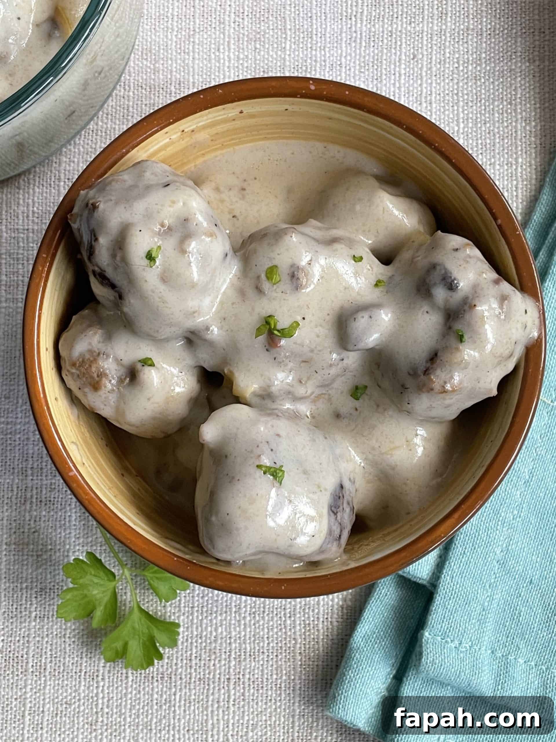 meatballs made from venison meat with a creamy sauce