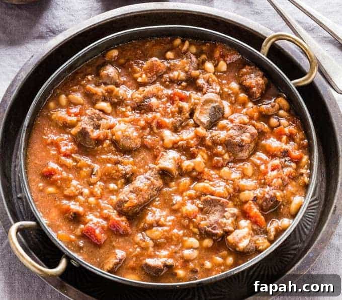 a balti dish with venison and bean stew