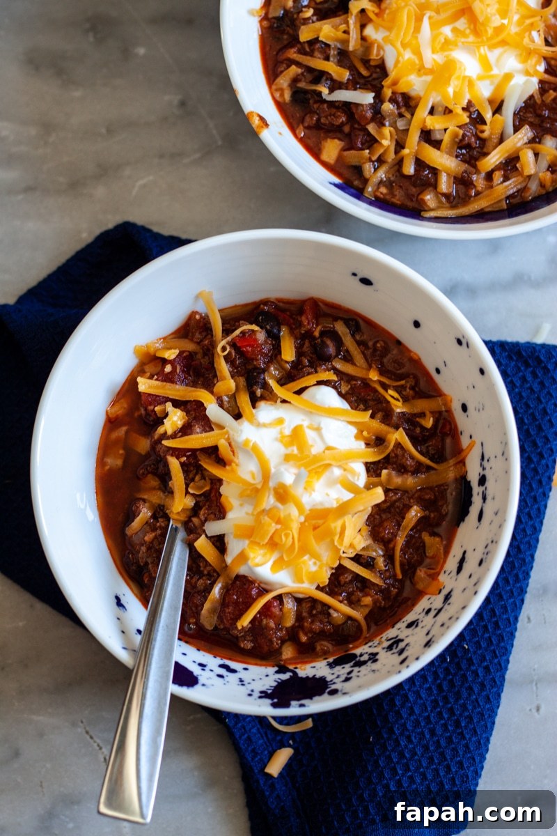 spicy venison chili in a bowl