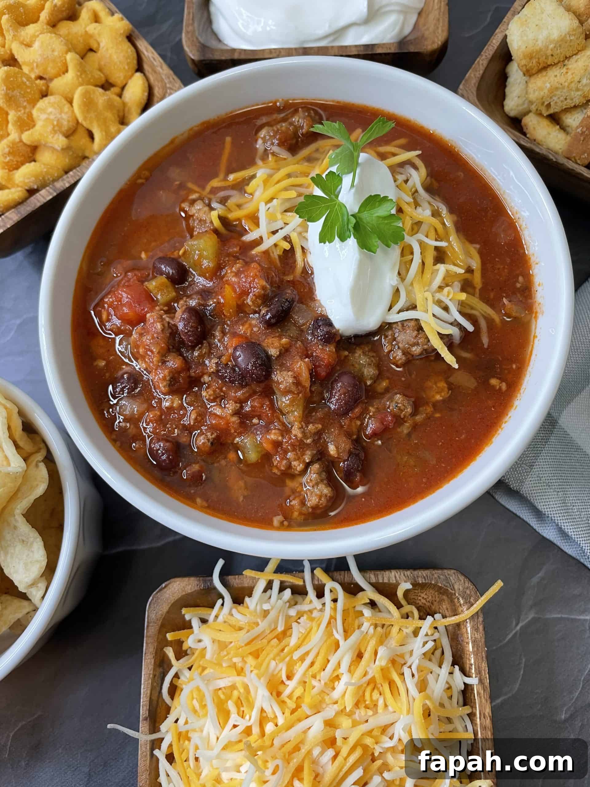 bowl of venison chili with vegetables