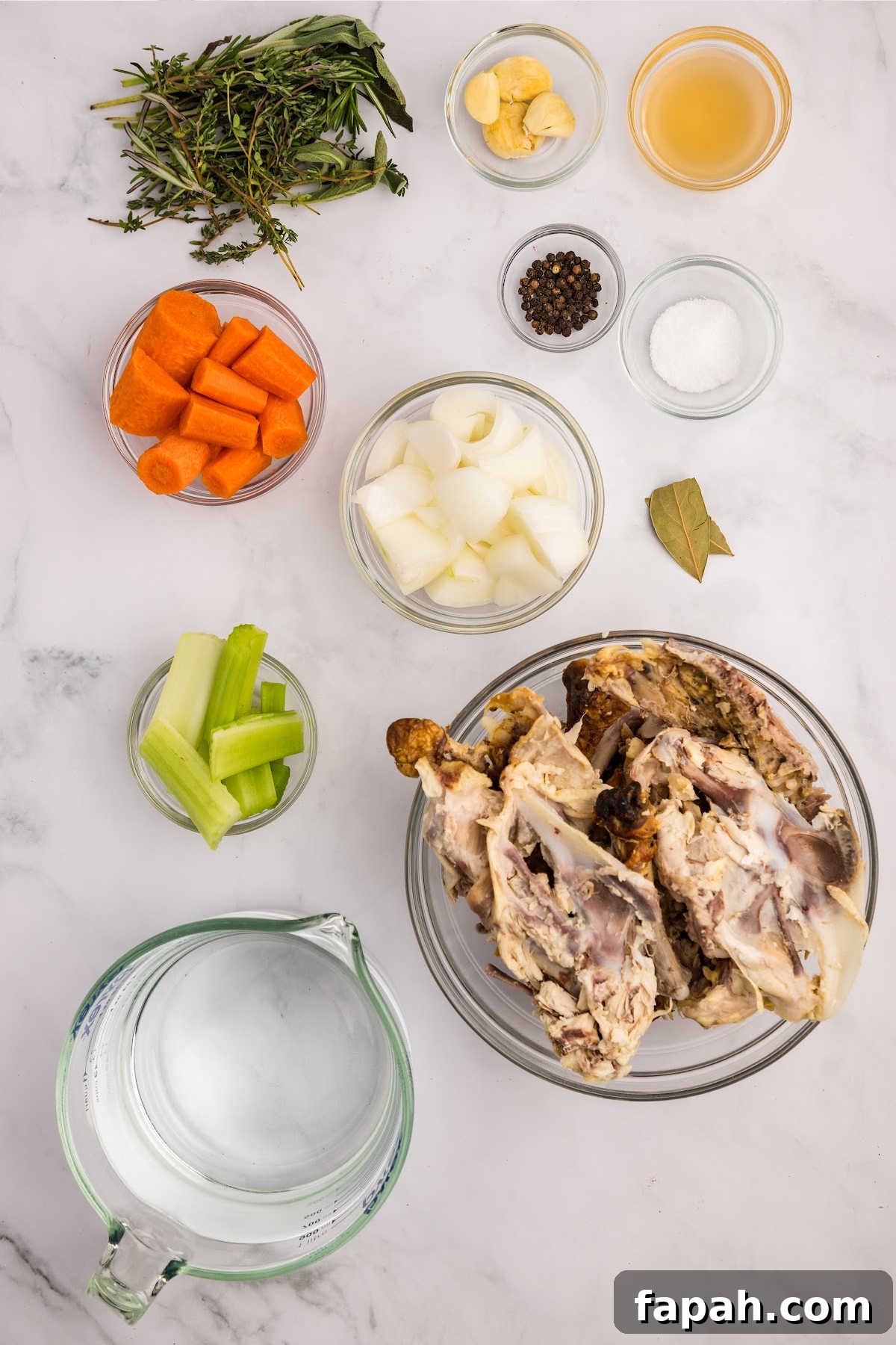 ingredients measured out in bowls on counter.